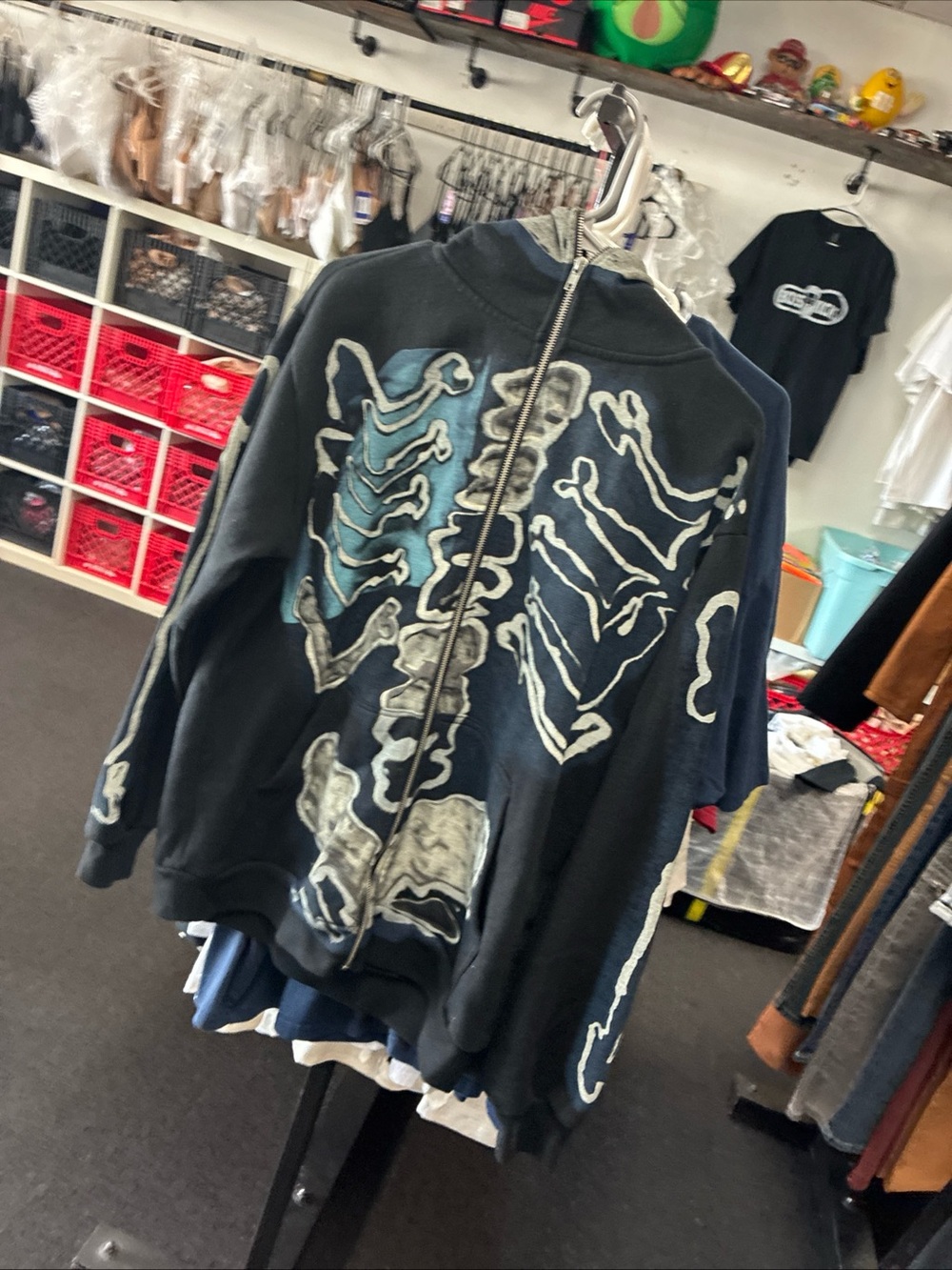 Travis Scott x Cactus Jack Fragment Skeleton Graffiti Full Zip Up Hoodie SZ M - Picture 4 of 16